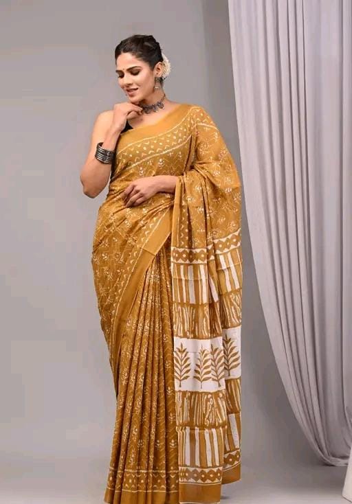 Women jaipuri printed cotten saree
