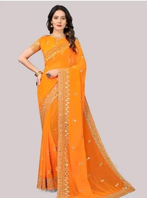 Embroidery mirror saree