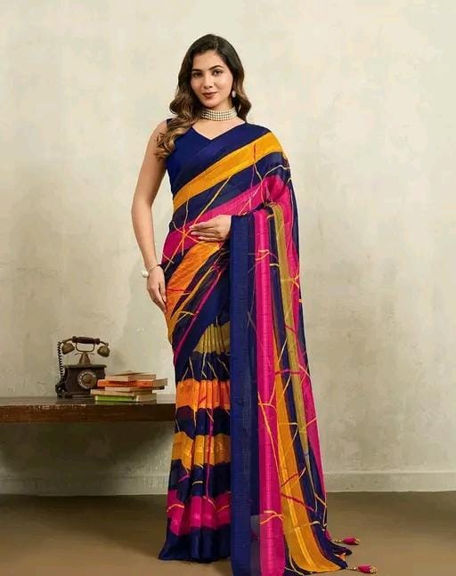 Women fancy silk mills printed pattern saree
