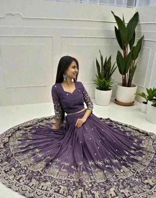 Women work semi stitched lehenga