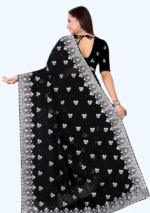 Heavy work fancy saree with full (stone) hardwork saree