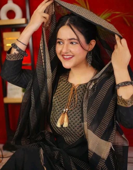 Embroidered cotton kurta pant dupatta