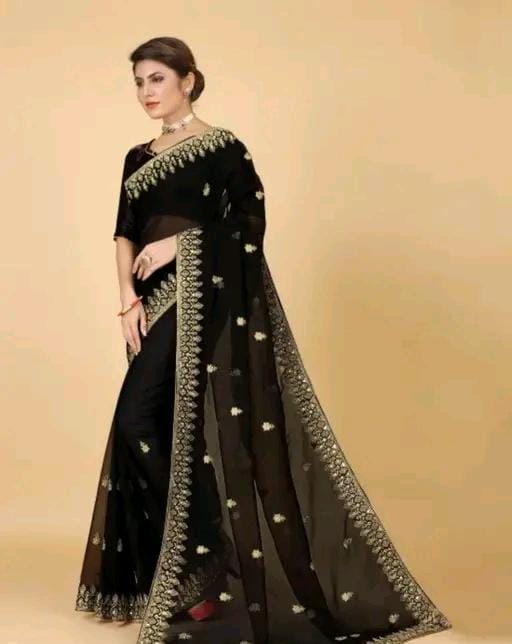 Embroidery mirror saree