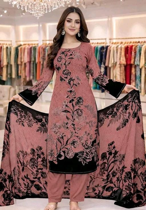 Women print creps suit & dress materials with dupatta