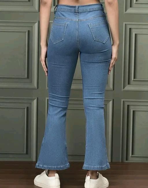 Women girl trendy denim bell bottom jeans