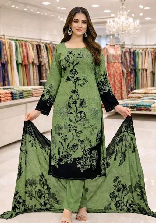 Women print creps suit & dress materials with dupatta