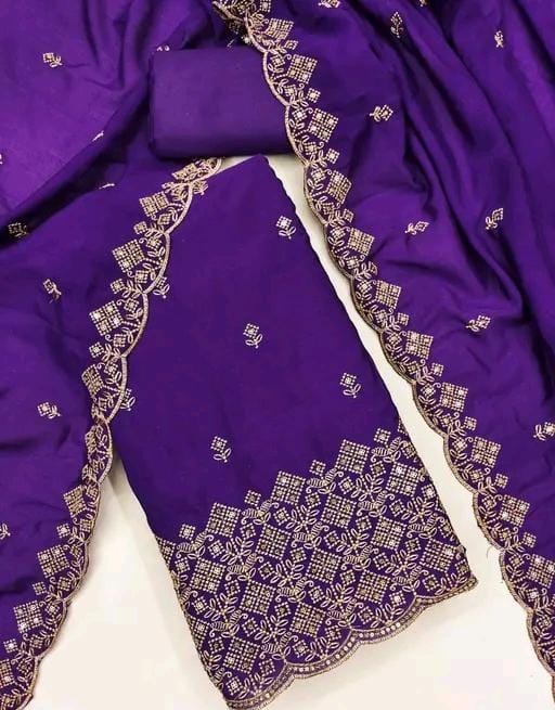 Women's blue vichitra silk dress material