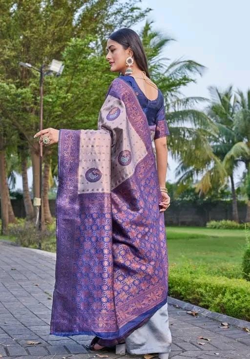 Woven srlf design pista colour banarasi saree