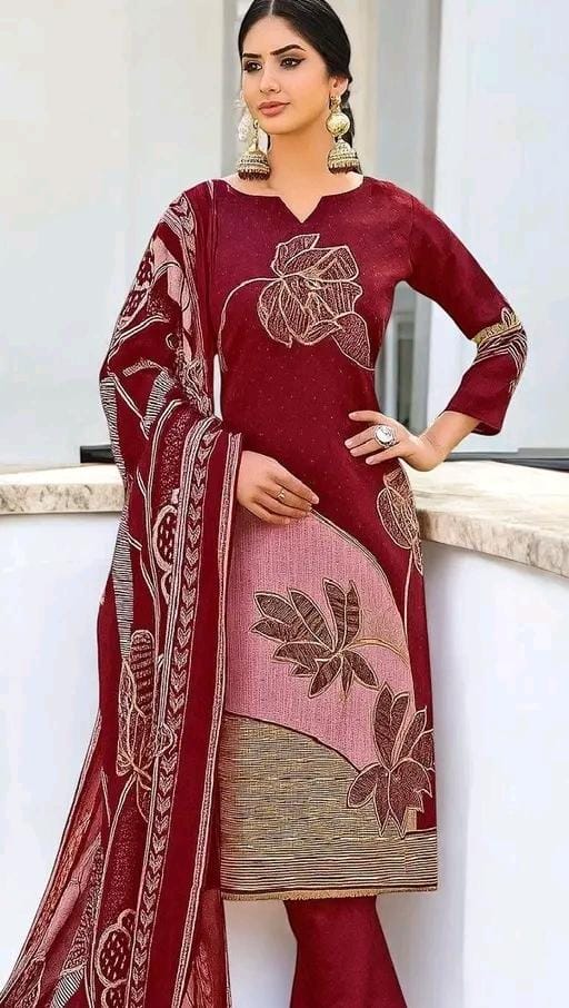 Crepe fabric-woman printed layon salwar