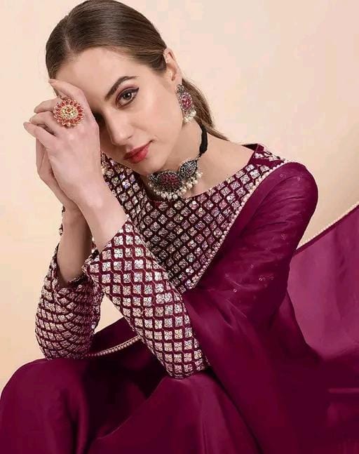 Trendy satin silk fabric saree with embroideryvpattern blouse