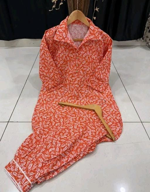 Women priented cotton kurti with afgani bottom wear