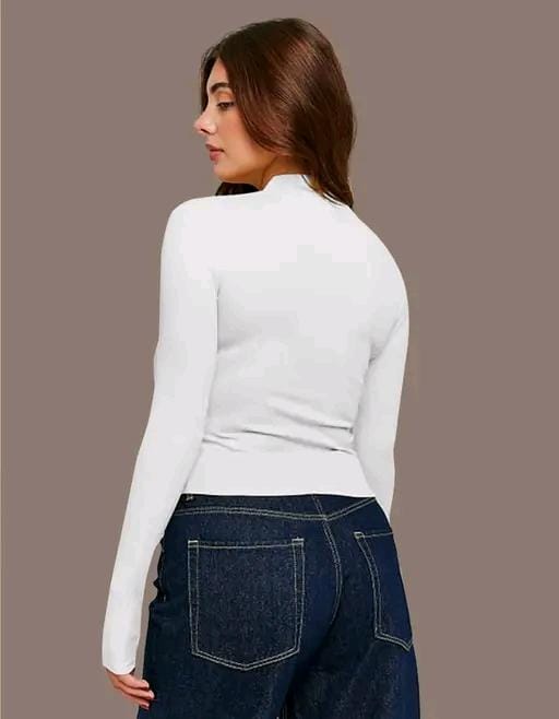 Casual polyester ribbed blend round neck full sleeves stylish