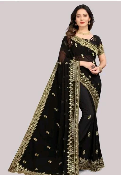 Embroidery mirror saree