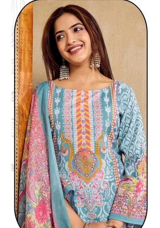 New printed suit with floral design pure cotton