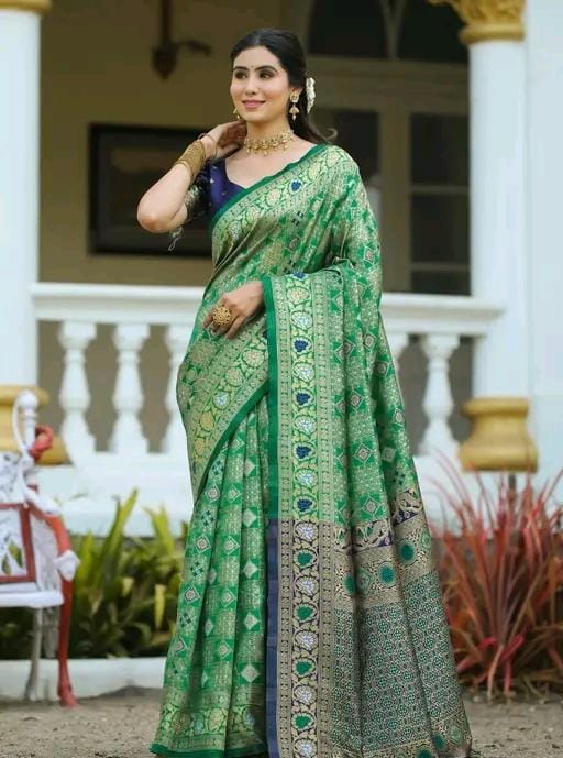 Fancy women cotton silk saree with blouse