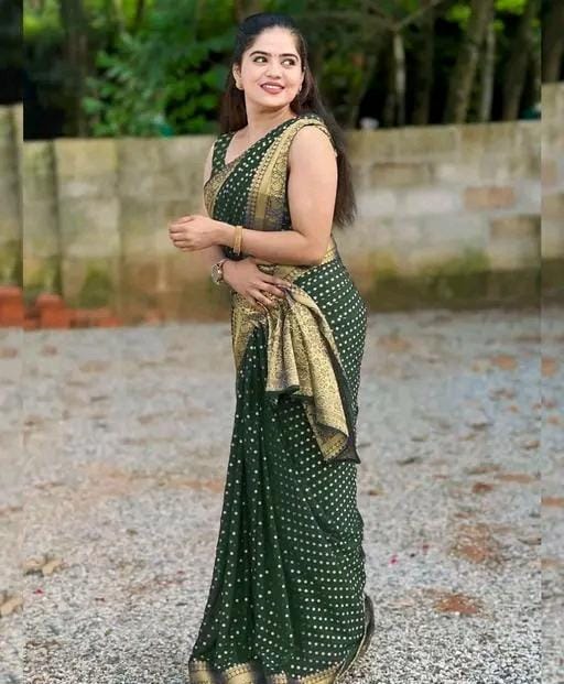 Designer jacquard saree with golden zari blouse