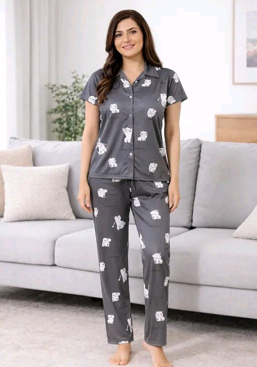 Women night suit set/co-rd set top and pajama set