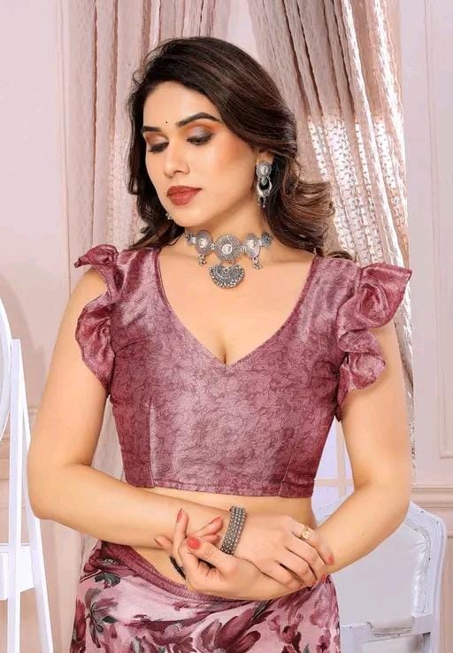 Fany print printed silk saree with blouse