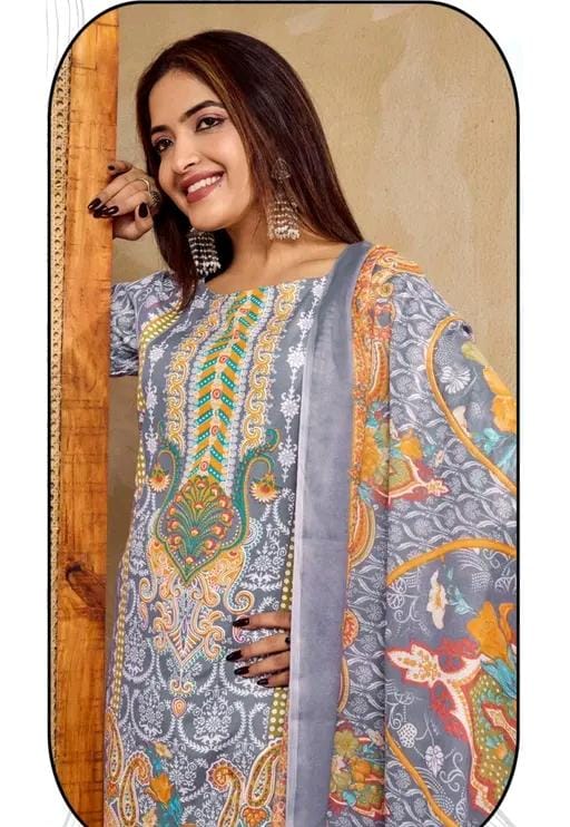 New printed suit with floral design pure cotton
