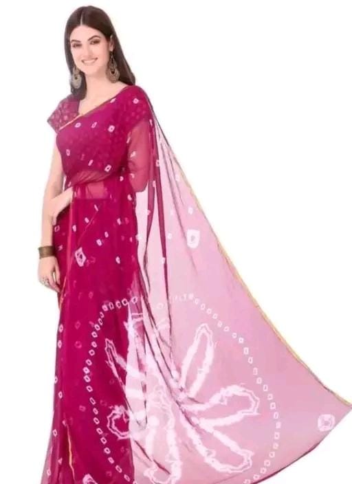 Fashions chiffo  bandhani printed saree with blouse