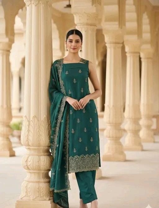 Vichitra silk salwar suit dupatta set
