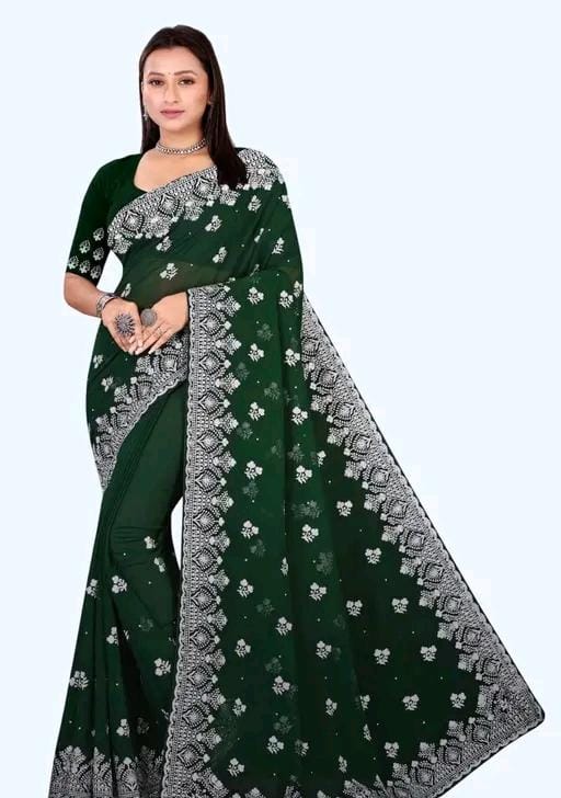 Heavy work fancy saree with full (stone) hardwork saree