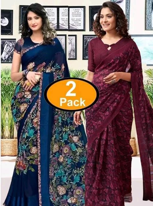 Pack of -2best daily wear georgette printed saree