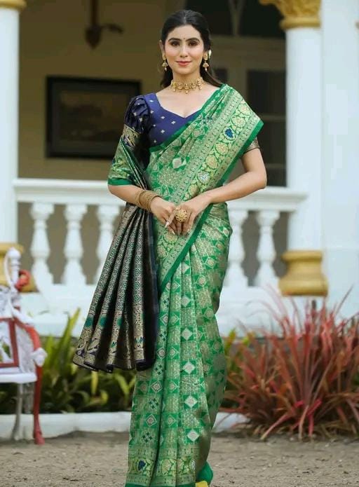 Fancy women cotton silk saree with blouse