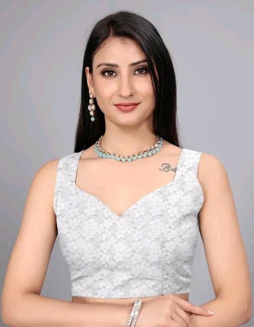Women fancy supernet beads and stone saree with jackard blouse