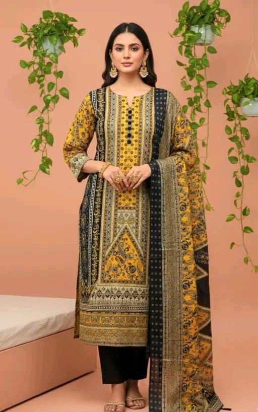Women's red and black printed cotton suit