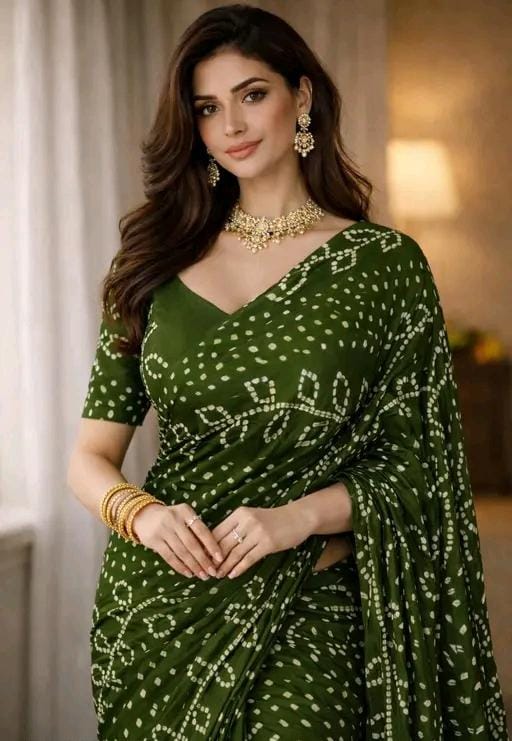 Women bandhani silk saree