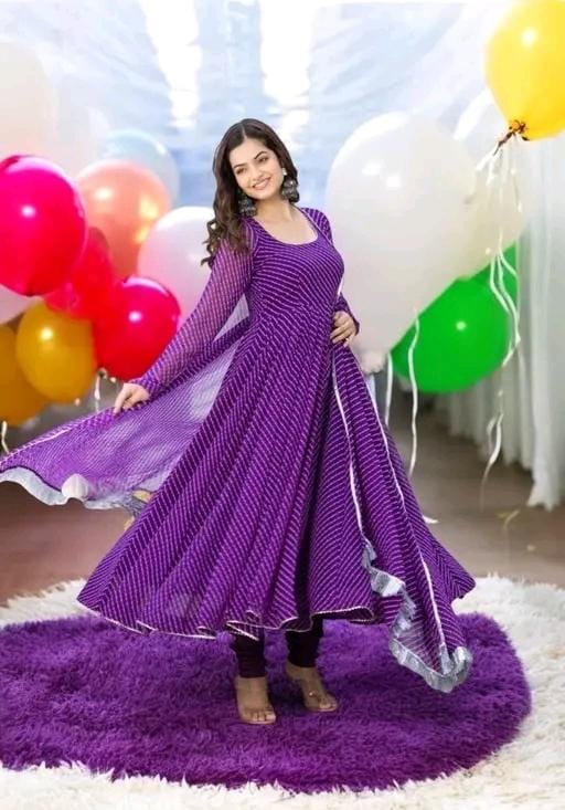 Women fancy georgette akarkali gown with dupatta