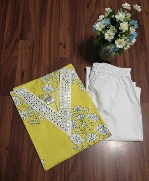 Fancy women kurta set-cotton kurta set