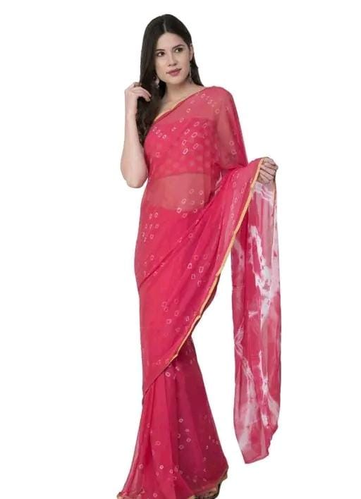 Fashions chiffo  bandhani printed saree with blouse