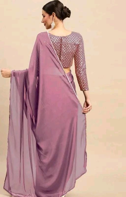 Trendy satin silk fabric saree with embroideryvpattern blouse
