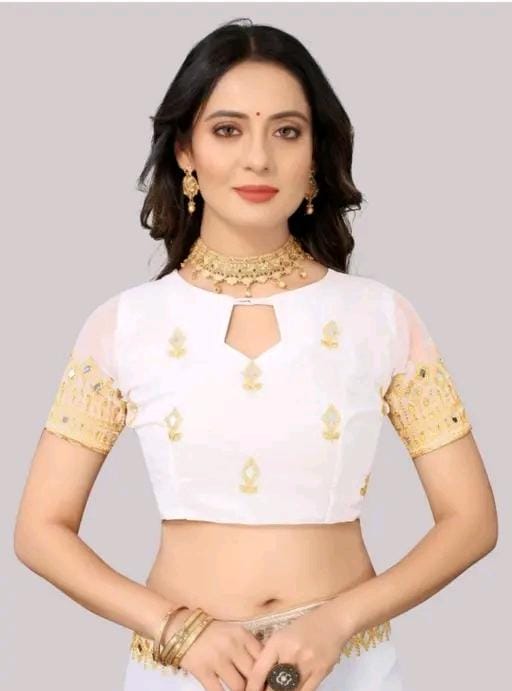 Embroidery mirror saree