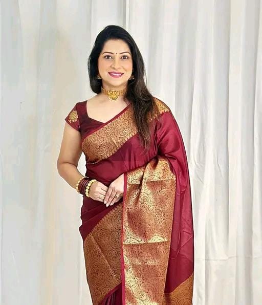 Royal banarasi soft semi silk saree with blouse piece for womens
