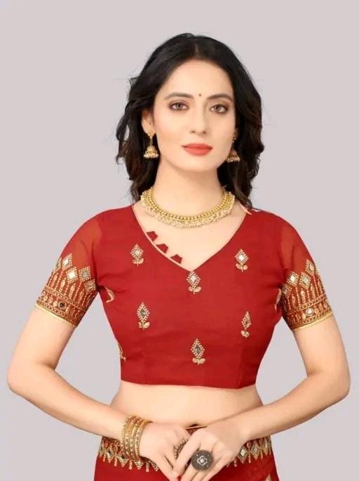 Embroidery mirror saree