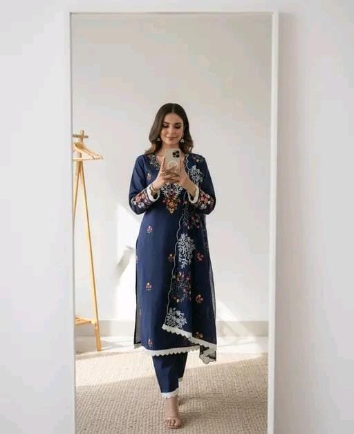 Chanderi cotton salwar suit with dupatta set