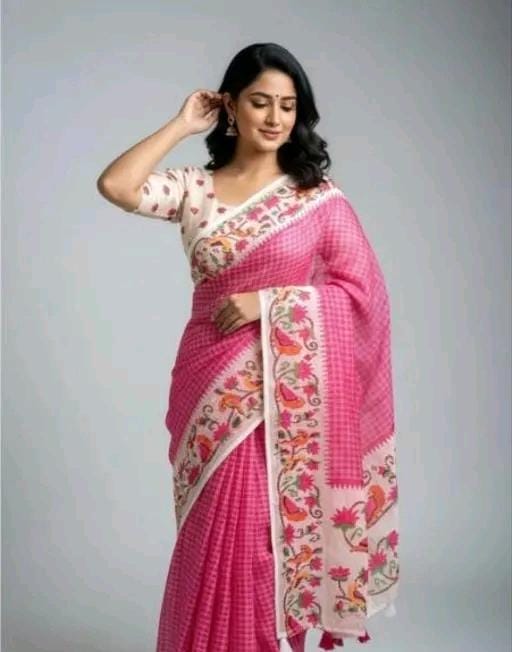 Cotton lilan digital print saree