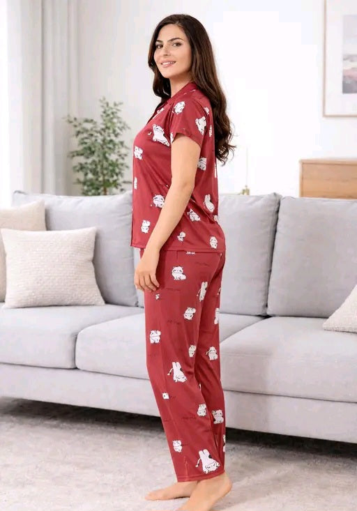 Women night suit set/co-rd set top and pajama set