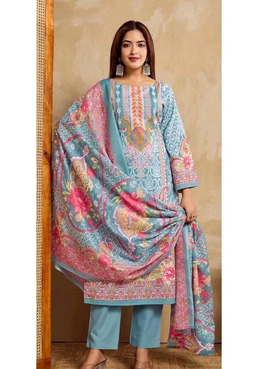 New printed suit with floral design pure cotton
