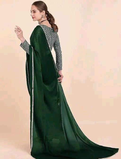 Trendy satin silk fabric saree with embroideryvpattern blouse