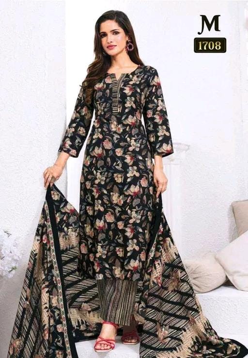 Polyster/crepe fabric women's multi color printed salwar suit