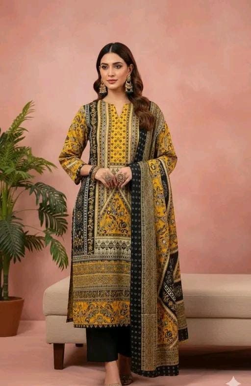 Women's red and black printed cotton suit