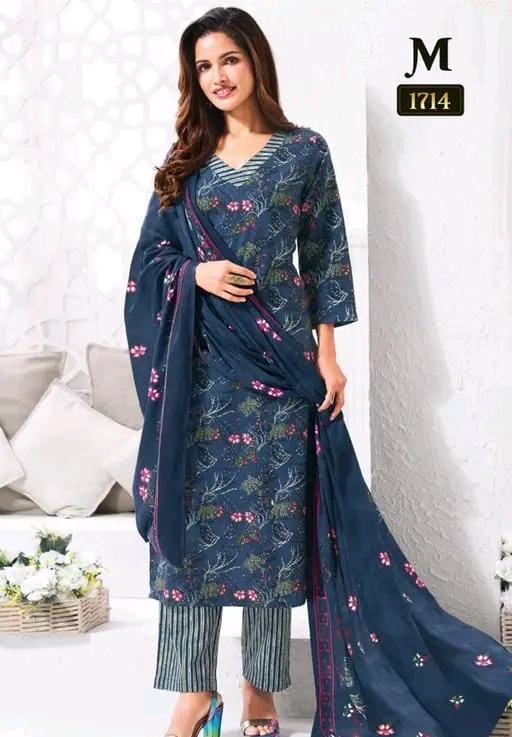Polyster/crepe fabric women's multi color printed salwar suit