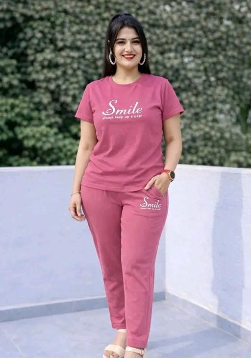 Modern round neck half sleeve co ord set for women
