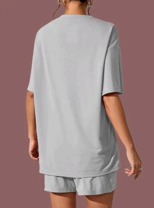 Women fancy round neck half sleeve top and shorts