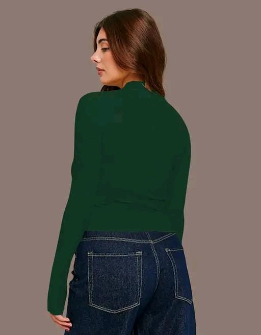 Casual polyester ribbed blend round neck full sleeves stylish