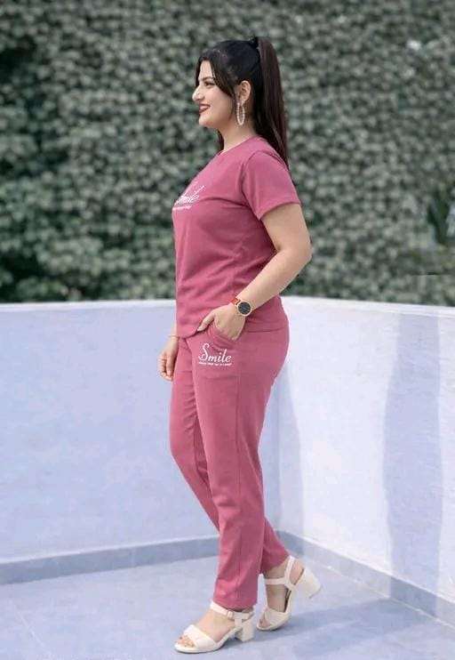 Modern round neck half sleeve co ord set for women